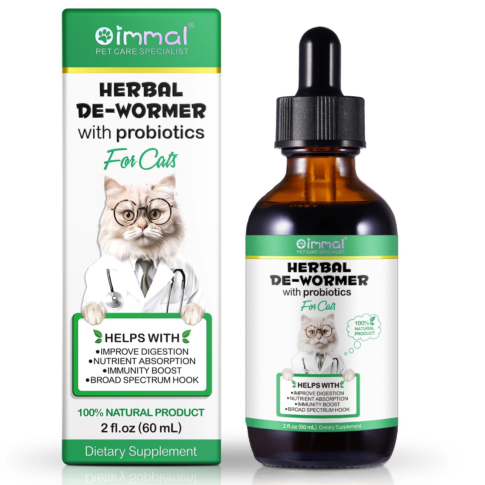 OIMMAL Herbal De-Wormer z probiotykami dla kotów