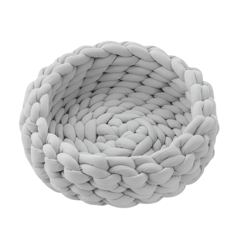 Ręcznie robione dzianinowe legowiska dla pieseła i koteła.